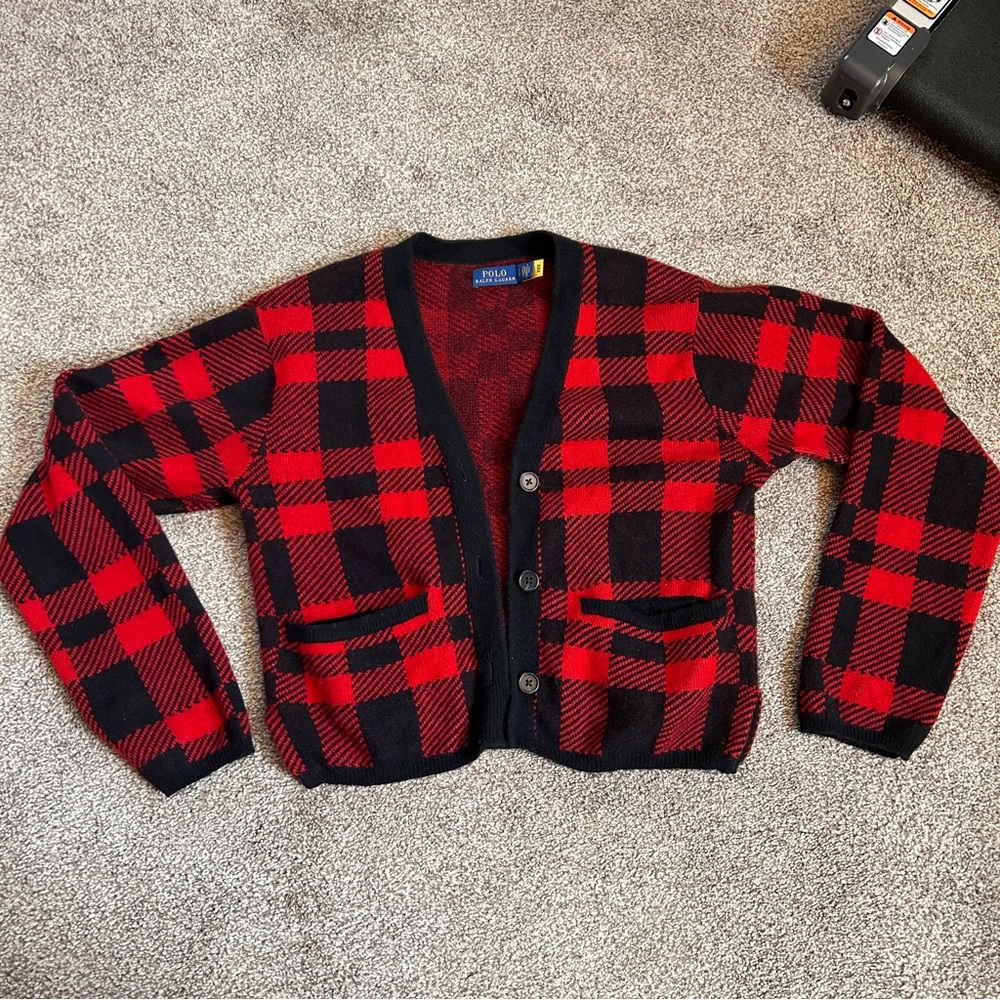 Ralph Lauren Red and Black Knit Sweater